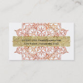 Roze en Oranje Mandala op witte glam Visitekaartje (Achterkant)