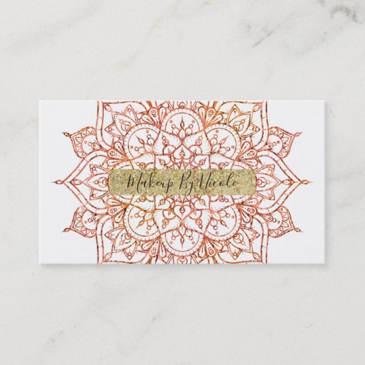 Roze en Oranje Mandala op witte glam Visitekaartje (Voorkant)