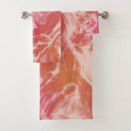 Roze en Oranje Marmer abstract Bad Handdoek
