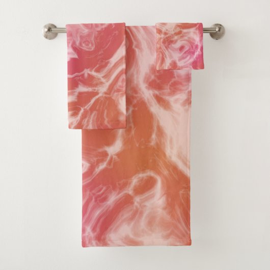 Roze en Oranje Marmer abstract Bad Handdoek (Insitu)