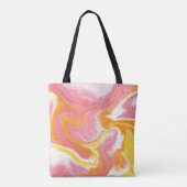 Roze en Oranje marmer Fluid Art Canvas tas (Achterkant)