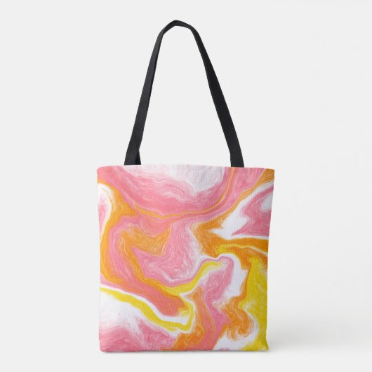 Roze en Oranje marmer Fluid Art Canvas tas (Achterkant)