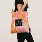 Roze en Oranje marmer Fluid Art Canvas tas (Dichtbij)