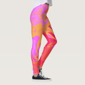 Roze en Oranje marmeren Leggings (Rechts)