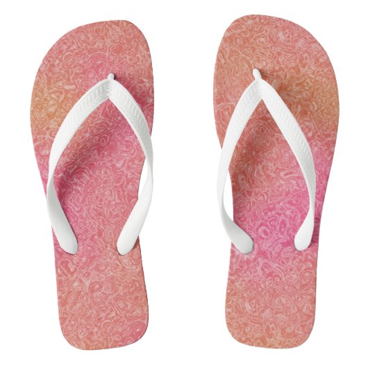 roze en oranje Marmeren Swirl Abstract Teenslippers (Voetbed)