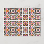 Roze en Oranje Mexicaanse Folk Tegel Briefkaart (Voorkant)