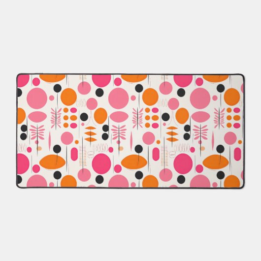 Roze en Oranje Mid Century geometrisch patroon Bureaumat (Voorkant)