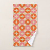 Roze en Oranje Mid Century Mummetrisch Patroon Bad Handdoek (Handdoek)