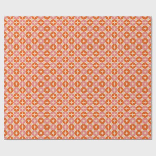 Roze en Oranje Mid Century Mummetrisch Patroon Cadeaupapier (Vlak)