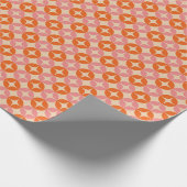 Roze en Oranje Mid Century Mummetrisch Patroon Cadeaupapier (Hoek)