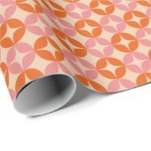 Roze en Oranje Mid Century Mummetrisch Patroon Cadeaupapier (Rol Hoek)