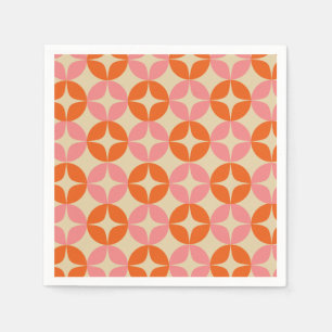 Roze en Oranje Mid Century Mummetrisch Patroon Servet