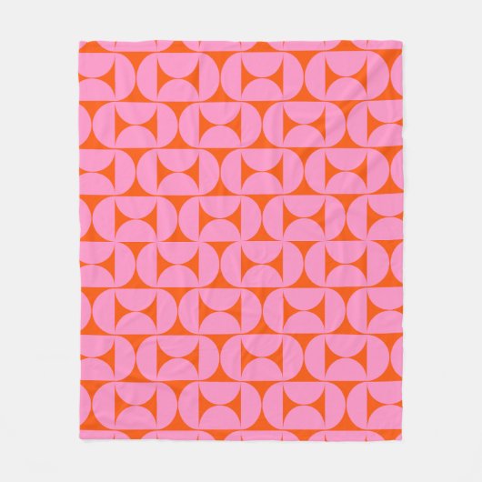 Roze en Oranje midden-eeuws modern patroon Fleece Deken (Voorkant)
