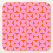 Roze en Oranje midden-eeuws modern patroon Kartonnen Onderzetters (Voorkant)