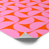 Roze en Oranje midden-eeuws modern patroon Poster (Hoek)