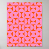 Roze en Oranje midden-eeuws modern patroon Poster (Voorkant)