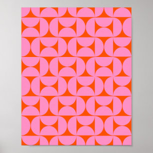 Roze en Oranje midden-eeuws modern patroon Poster
