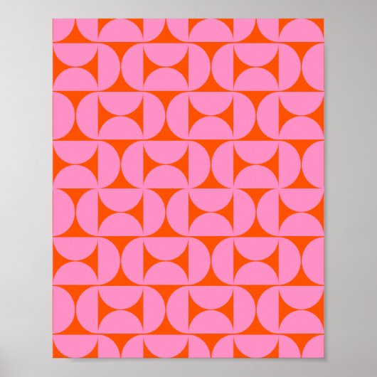 Roze en Oranje midden-eeuws modern patroon Poster (Voorkant)