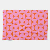 Roze en Oranje midden-eeuws modern patroon Theedoek (Horizontaal)