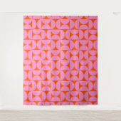 Roze en Oranje midden-eeuws modern patroon Wandkleed (Voorkant)