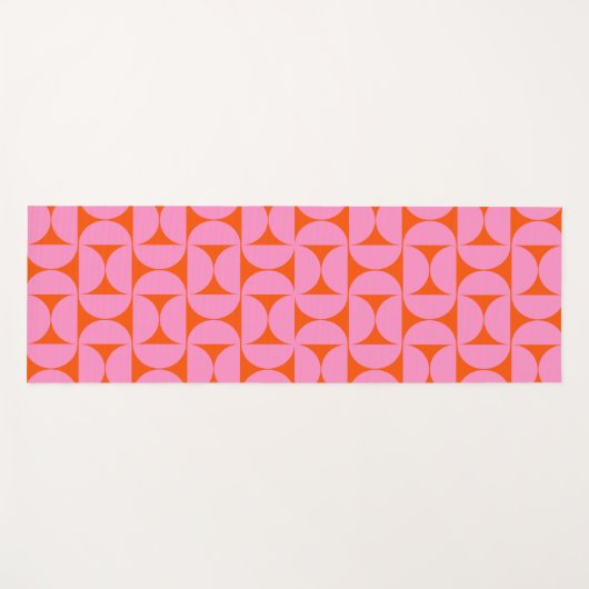 Roze en Oranje midden-eeuws modern patroon Yogamat (Voorkant (horizontaal))
