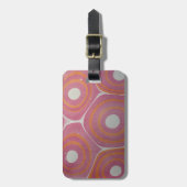 Roze en oranje modern marmerend Bullseye-patroon Bagagelabel (Voorkant verticaal)