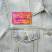 Roze en Oranje moderne afdruknaamtag Naamplaatje (In situ)