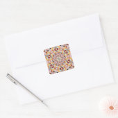 Roze en Oranje mozaïekKaleidoscoop Vierkante Sticker (Envelop)