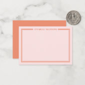 Roze en oranje naammonogram notitiekaartje (Voorkant / Achterkant in situ)