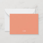 Roze en oranje naammonogram notitiekaartje (Achterkant)