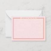 Roze en oranje naammonogram notitiekaartje (Voorkant)