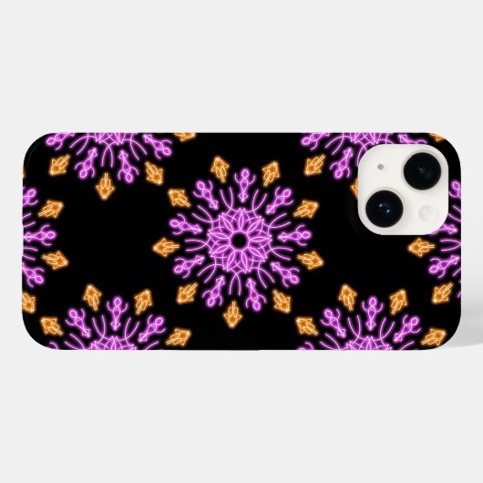 Roze en oranje neonbloem Case-Mate iPhone case (Achterkant (horizontaal))