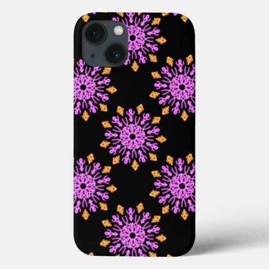 Roze en oranje neonbloem Hoesje-Mate iPhone case (Achterkant)