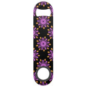 Roze en oranje neonbloem speed flessenopener (Achterkant)