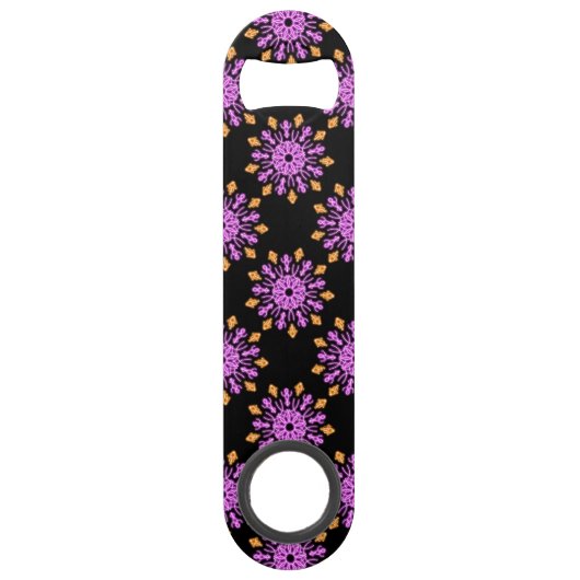 Roze en oranje neonbloem speed flessenopener (Voorkant)