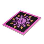 Roze en oranje neonbloem tegeltje (Zijkant)