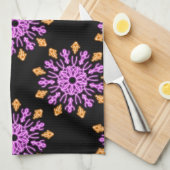 Roze en oranje neonbloem theedoek (Quarter Fold)