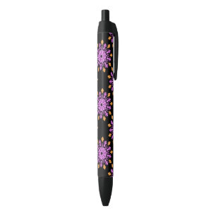 Roze en oranje neonbloem zwarte inkt pen