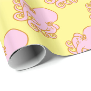 Roze en Oranje octopus Cadeaupapier