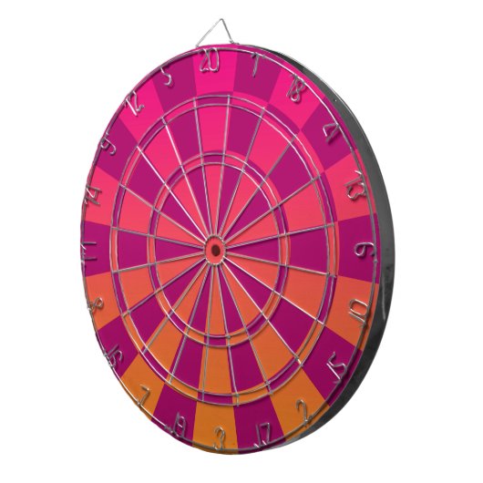 Roze en Oranje ombre Dartbord (Voorkant Rechts)