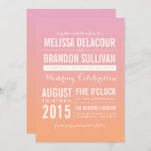 Roze en Oranje ombre gradiënt bruiloft Uitnodiging (Voorkant / Achterkant)