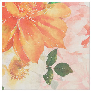 Roze en Oranje ontwerp van Floral Art Stof