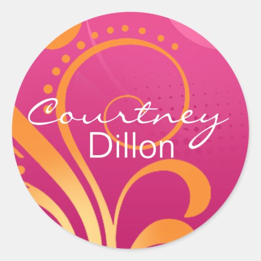 Roze en Oranje Party Sticker (Voorkant)