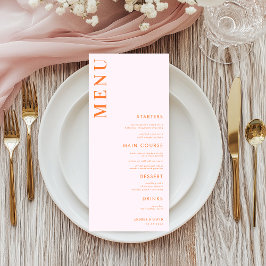 Roze en Oranje Peach Abriot Crush Wedding Menu