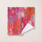 Roze en Oranje penseeltekens Abstract Bad Handdoek (Wasdoekje)
