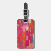 Roze en Oranje penseeltekens Abstract Bagagelabel (Voorkant verticaal)