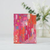 Roze en Oranje penseeltekens Abstract Briefkaart (Staand voorkant)