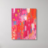 Roze en Oranje penseeltekens Abstract Canvas Afdruk (Voorkant)