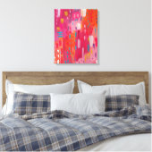 Roze en Oranje penseeltekens Abstract Canvas Afdruk (Insitu (Slaapkamer))