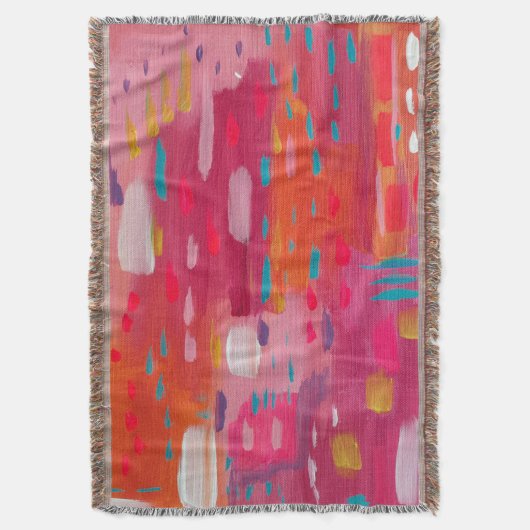 Roze en Oranje penseeltekens Abstract Deken (Voorkant Verticaal)